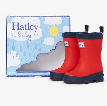Rain boot red & navy matte